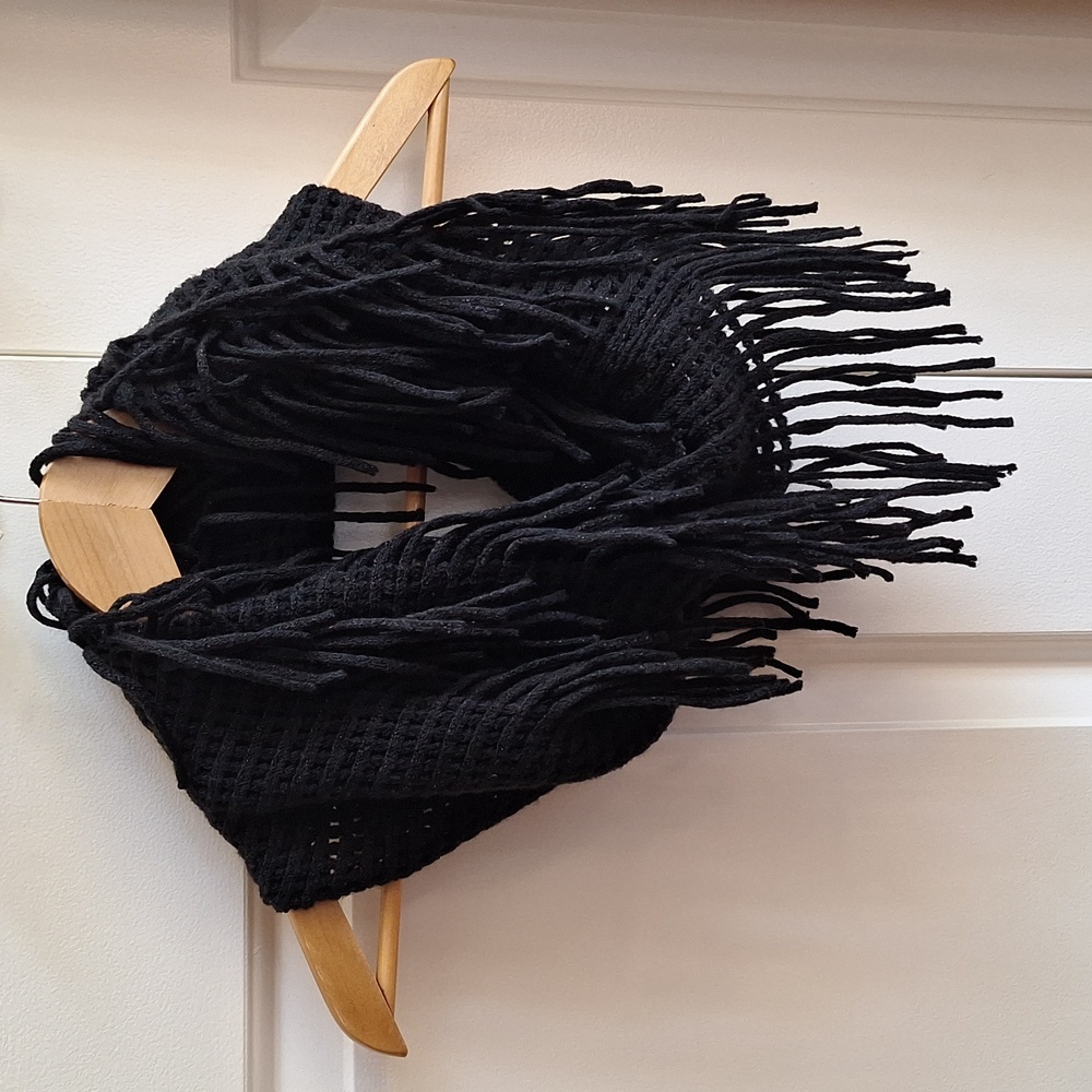 Black Fringe infinity winter scarf